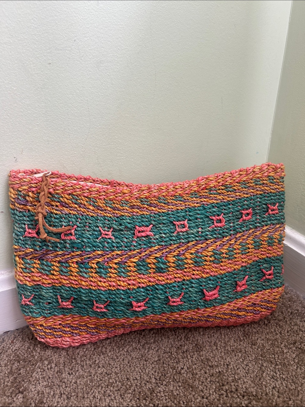 Vintage Colorful Straw Clutch Bag